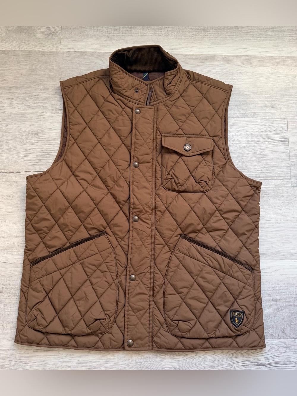 Polo by Ralph Lauren Quilted Brown Men's Vest with Snap Front